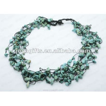 8Wire Knotted Turquoise Chip Necklace